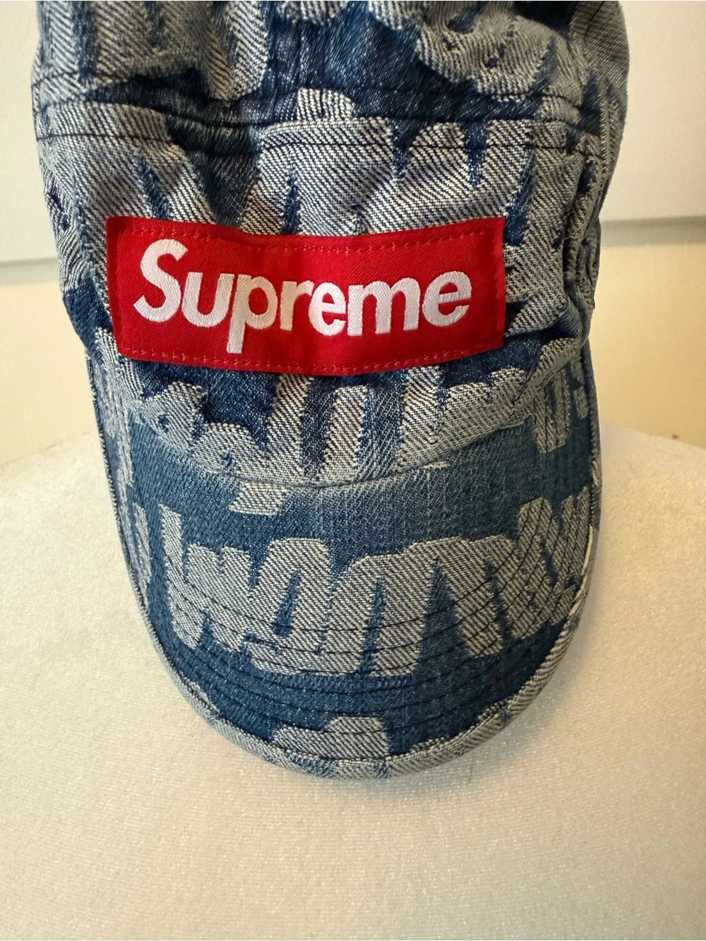 Supreme Fat Tip Jacquard Denim Camp Cap